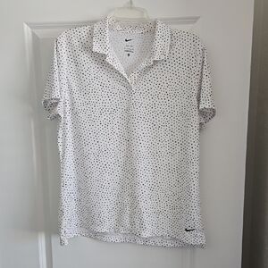 Nike White Polo Top with Black Dot Print